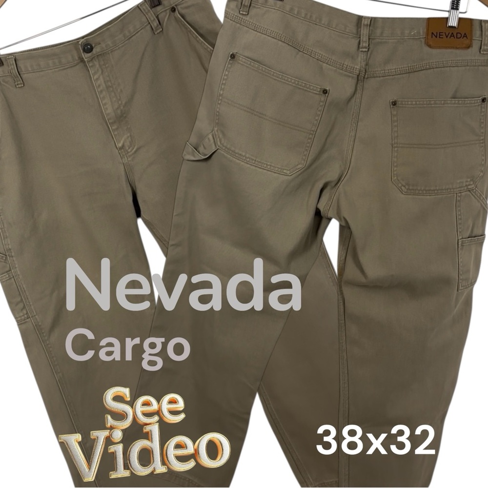 👛 (ANY 2/$30) NEVADA Kaki Cargo Pants 38 x 32